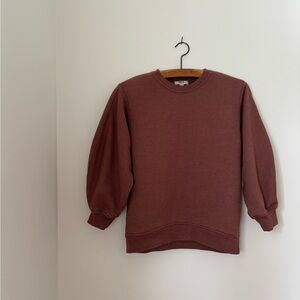 Agolde 3/4 sleeve Thora sweatshirt balloon sleeve dark raspberry made in USA